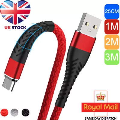 Braided Type C USB-C Cable Fast Charger For Samsung Galaxy S23 S22 S20 S10 S9 S8 • £3.99