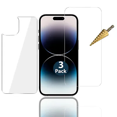3Pk Tempered Glass Screen Protector For Apple IPhone 14 PRO Front And Soft Back • $18.99