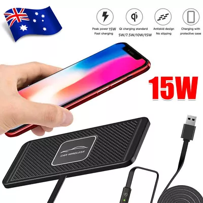 $20.45 • Buy Qi Car Wireless Charger Silicone Fast Charging Station Pad Non-slip Mat Dock 15W