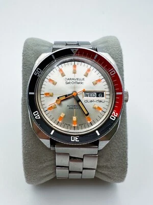 $275 • Buy Caravelle 1970s Vintage “Devil Diver” Men’s Automatic Set-o-Matic Dive Watch