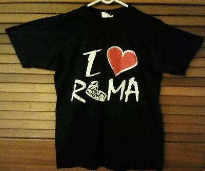 New 100% Cotton Size 8 Black T Shirt With I Love Roma PVC Graphics Product Italy • $9.90