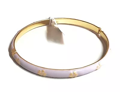 Madewell Retro Daisy Enamel Bangle Bracelet Distant Lavender Gold Plated NWT • $27