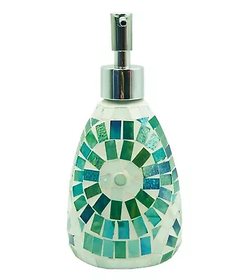 Green Aztec Glass Mosaic Soap Dispenser Pump Bottle Holder Crystal Colourful • $29.90