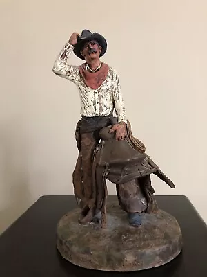 Michael Garman Cowboy  Drifter  Hand Painted 11  Sculpture Statue 1982 • $78