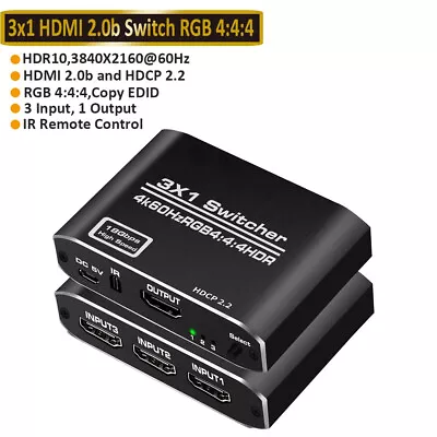 3 Port Mini HDMI Switcher Splitter 4K*2K 3D 3 In 1 Out HDMI Switch With Remote • $17.76