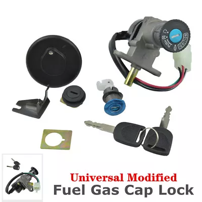 Universal Modified ATV Motorcycle Fuel Gas Cap Ignition Switch Seat Lock Key Set • $19.79