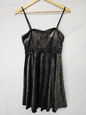 Free People Shattered Velvet Mini Dress Black Metallic Size S Sleeveless • $19.99