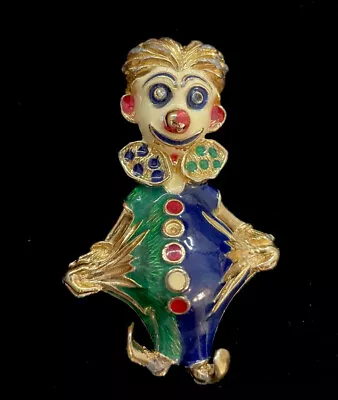 Vintage Signed Ciner Enamel Mardi Gras Clown Brooch Pin Gold Costume Jewelry Vtg • $69.99