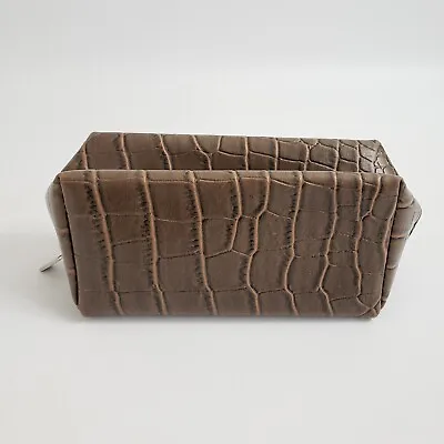 Michael Kors Small Croco Embossed Brown Square Cosmetic Bag • $19.95