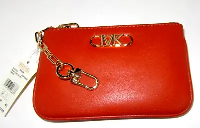 Michael Kors Parker Key Card Holder Wallet Deep Orange Color Leather NWT $128 • $47.99