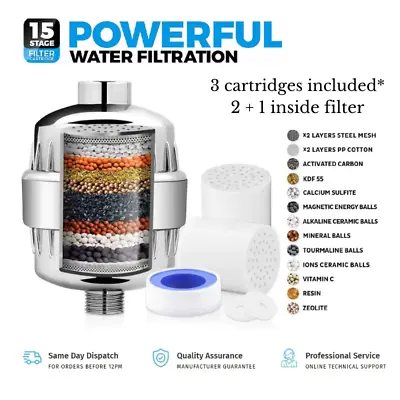 Universal 15 Stage Shower Filter Soften Water Chlorine For Healthy Hair & Skin • $25.90