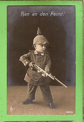 #l17.  German   Imperial Wwi Postcard Child In Uniform  1916 • $40