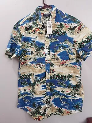 J Crew Mercantile Flex Hawaiian Short Sleeve Button Up Shirt Island Beach Men's • $18