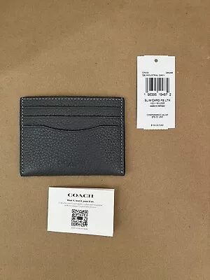 NWT Coach Men Slim ID Card Case Industrial Grey Pebble Leather Wallet CP209 $78 • $41
