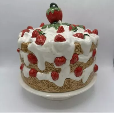 Strawberry Shortcake Ceramic Pedestal Footed Cake Stand Vintage • $50