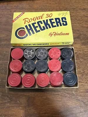 Vintage HALSAM Royal 30 Wood Checkers No. 514/30 Halsam • $14.99