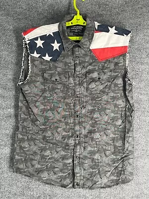 Cody James Vest Mens Size S American Flag USA Camo Pearl Snap Button Up Shirt • $21.97