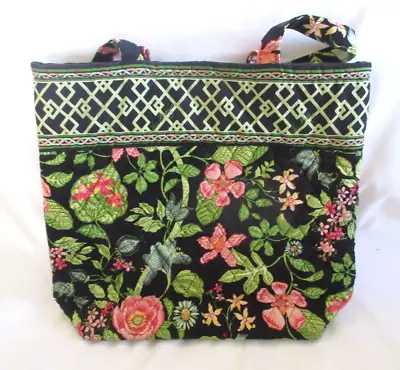 VERA BRADLEY Tie Tote - Botanica Black Green Pink - EUC Shoulder Bag • $30