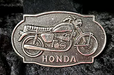 HONDA Vintage Silvertone Classic Motorcycle Black Belt Buckle • $14.95