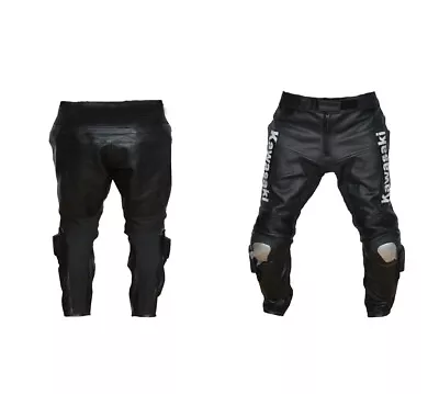 NINJA Motorcycle Biker Leather Trosuer Racing MOTOGP Motorbike Mens Leather Pant • $169.99