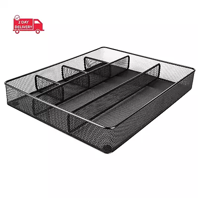 Desk Drawer Organizer For Office And Home Metal Mesh 6 Compartments Black • $28.42