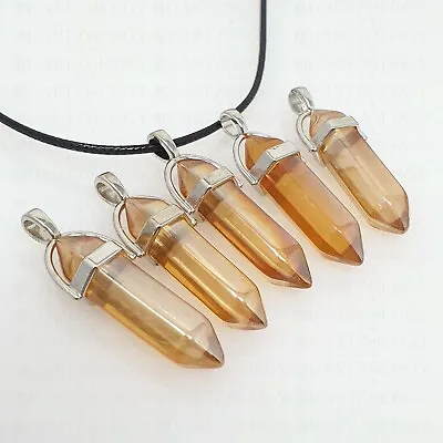 Natural Quartz Chakra Crystal Healing Point Cut Gemstone Pendant Reiki Necklace • £3.99