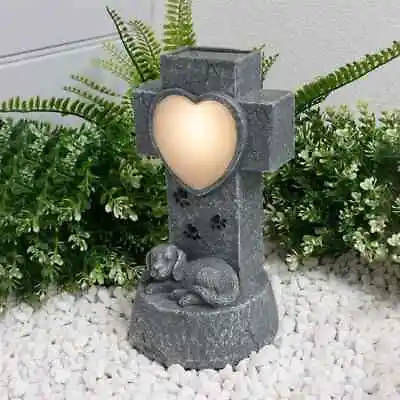 Solar LED Dog Memorial Light Waterproof Polyresin Eco Friendly Garden Decor • £14.99