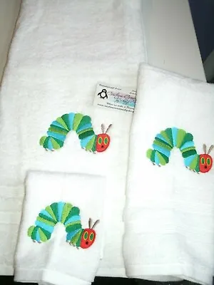 Caterpillar Personalized  3 Piece Bath Towel Set  Your Color Choice  • $28