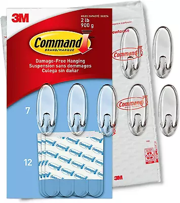 Command Medium Clear Oval Value Pack 7 Hooks And 12 Strips • $36.07