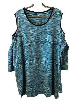 $12 • Buy Women's Fullbeauty Sport Active Top Tunic  Plus 26/28 Tee Shirt Athleisure Blue