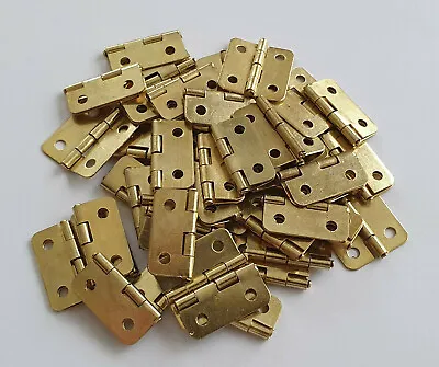 £1.35 • Buy Small Hinges Brassed GOLD Door Wood Boxes Dolls House DIY Furniture With Screws