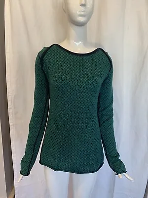 Margaret O’Leary Navy & Green Cotton Crewneck Sweater Size Large • $30