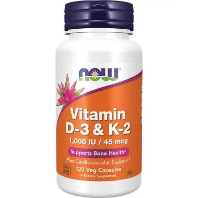 $8.40 • Buy NOW Foods Vitamin D-3 & K-2 120 Veg Caps