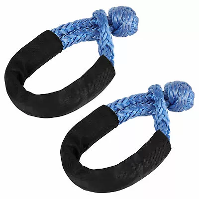 2X Blue 1/2  Recovery Rope Synthetic Soft Shackle Towing Straps 55000LB WLL 7.5T • $20.98