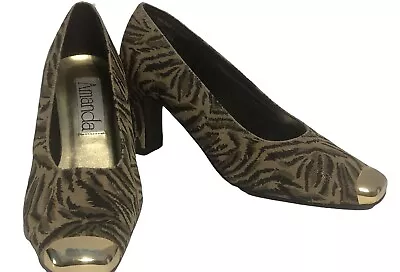 $24.95 • Buy Amanda Smith Shoes Wedge Heels Animal Print Gold Toes & Heels Sz 8 ANN 817734