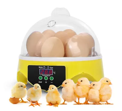 Mini 7 Eggs Digital Incubator Bird Chicken Duck Geese Quai Hatcher Home Gift • $20.99