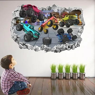 £19.99 • Buy Monster Truck Wall Sticker Decal Mural Poster Print Art Kids Boy Room Decor KR13
