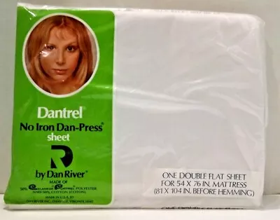 Vintage NEW Dantrel Dan River Double Flat Bed Sheet White - No Iron - NOS • $12.99