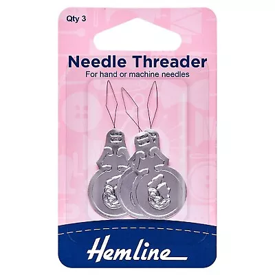 Needle Threader Hemline For Hand Or Machine Needles Pack Of 3 - Aluminium - H232 • £2.89