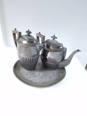 Set Of 2 Walker & Hall Sheffield England 1890-1910 Antique Silver Teapots & Plat • £149.99