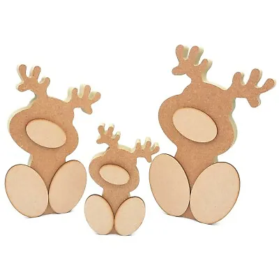 Freestanding Layered Christmas Reindeer Shape MDF Wooden Craft Blank Wonky Gift • £4.10