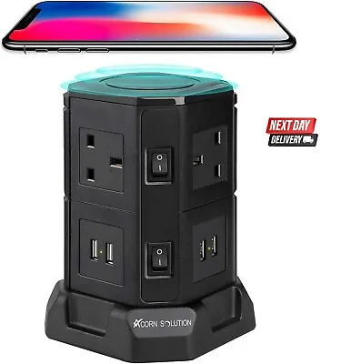 £21.09 • Buy Tower Socket Extension Lead 1.8m8Way Cable Surge Protected  Power With 4USB Port