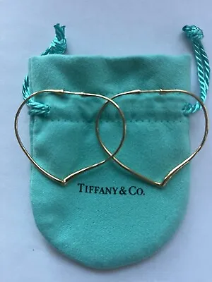 Tiffany Elsa Peretti Open Heart Hoop Earings 18 K Gold • $1400