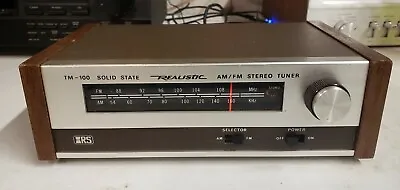 Vintage REALISTIC TM-100 Solid State AM/FM Stereo Tuner - Japan - Wood Panels • $75