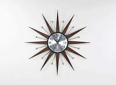 25  Ice Silver George Nelson Star Clock Vintage Modern Unique Mid-Century • $170