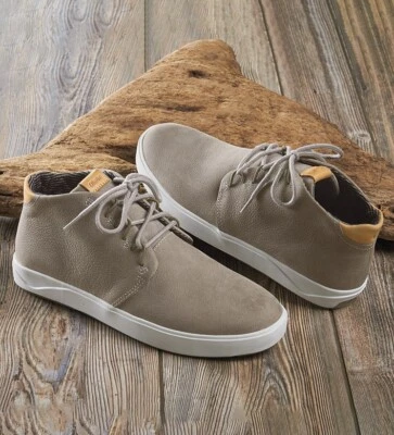 $110 • Buy OluKai Nana Hele Sneaker Lace Up BOOTS Size 12 45 Fog Leather Shearling NEW $150