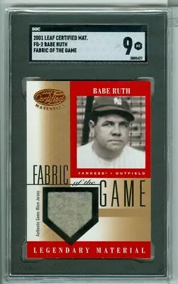 BABE RUTH 2001 Leaf Certified Materials Fabric Of The Game FG2 Jersey SGC 9 RARE • $2250