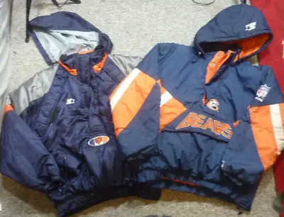 Lot Of 2 Vintage Starter Jackets L Chicago Bears NFL Pro Line Puffy Pullover 90s • $119.99