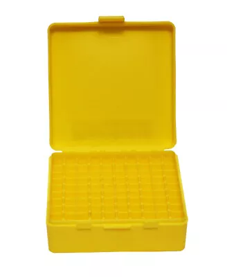 Max-Comp Pistol Ammo Box SML 100 Round Flip-Top 9mm 380 ACP - Yellow - PTAB001 • $14.99
