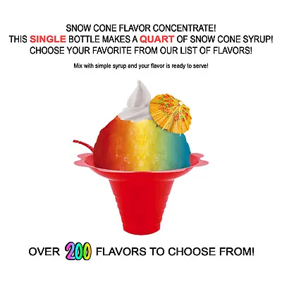 Snow Cone Flavor Concentrate MIX - Makes A QUART Of Snowcone Or Shaved Ice Syrup • $6.95